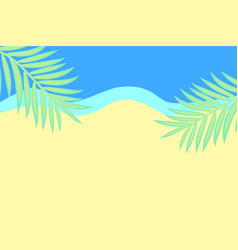 Sandy Beach With Blue Sea And Palm Leaves View