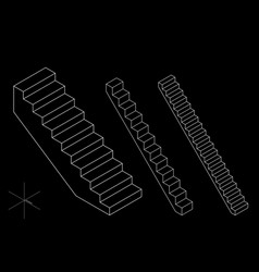 Stairway Set 3d Outline Isometric Projection