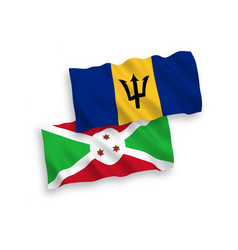 Flags Of Burundi And Barbados On A White