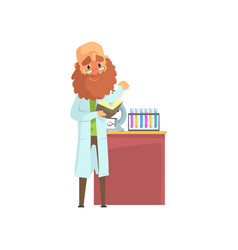 Bearded Scientist Man In Lab Coat Standing