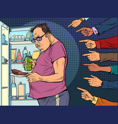 Fat Man At Refrigerator Others Condemn