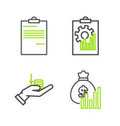 Set Line Money Bag And Diagram Graph Hand