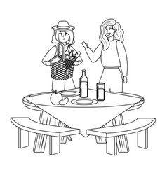 Women Friends Having Picnic Design