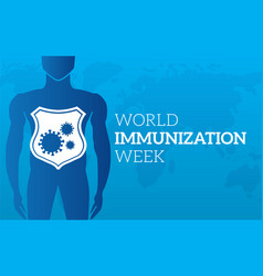 World Immunization Week Blue Banner With A Man