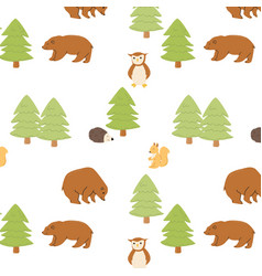 Woodland Animals In Forest Summer Kids Pattern