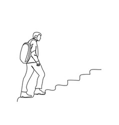 Man Climbing Up The Stairs One Line Drawing