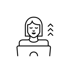 Smiling Woman At Laptop And Arrows Up Successful