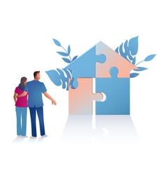 Graphic Of A Couple Looking At House Made From