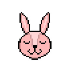 Rabbit Head In Pixel Art Style