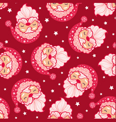 Seamless Pattern With Faces Of Santa Claus