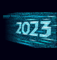 2023 New Year 3d On Binary Code Program Blue