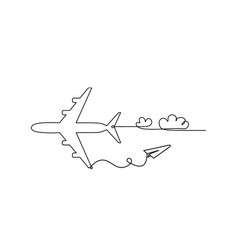 Abstract Plane With Paper Plane As Line Drawing