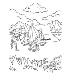 Camping Coloring Page For Kids