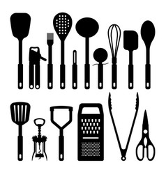 Kitchen Utensils Tools Silhouette Set Stencil