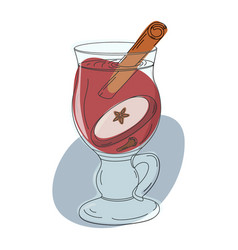 Outline Hand Drawn Of A Glass Cup With Mulled Wine