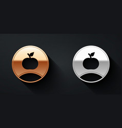 Gold And Silver Apple Icon Isolated On Black