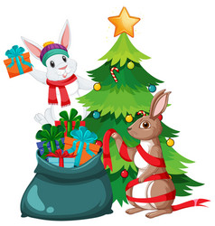 Christmas Tree With Cute Rabbit