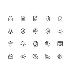 Gdpr Privacy Policy Icon Set In Thin Line Style