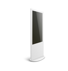 Isolated Mockup White Interactive Digital Kiosk