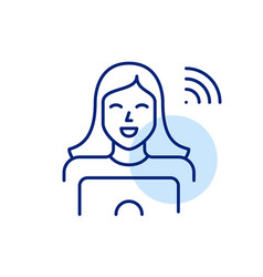 Young Woman At Laptop Wi-fi Symbol Digital