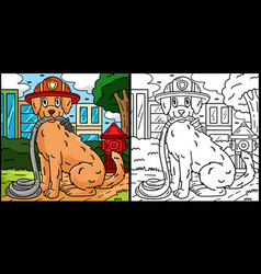 Firefighter Dog Coloring Page Colored