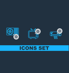 Set Line Air Conditioner Setting And Tv Icon