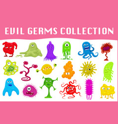 Set Of Cartoon Style Angry Germs Viruses Microbes