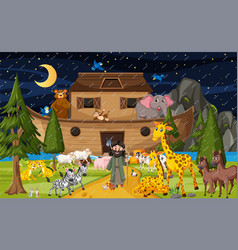 Forest Scene With Noahs Ark With Animals