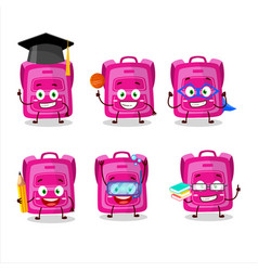 School Student Pink Bag Cartoon