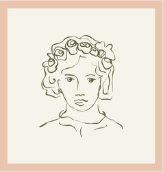 Female Portrait With Flower Single Clipart