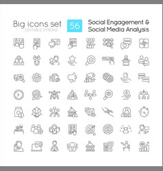 Social Media Engagement Linear Icons Set