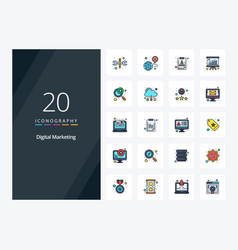 20 Digital Marketing Line Filled Icon