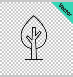 Black Line Tree Icon Isolated On Transparent