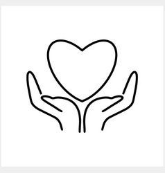 Hand With Heart Icon Love Symbol Sketch Clipart