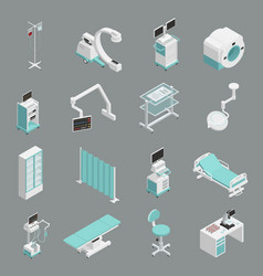 Hospital Equipment Isometric Icons Set