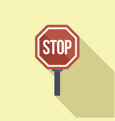 Stop Road Sign Icon Flat Before Railway