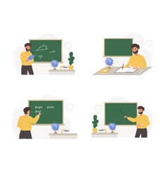 Male Teachers In Classroom Set Different Men