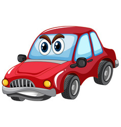 Cartoon little kid happy with red car Royalty Free Vector