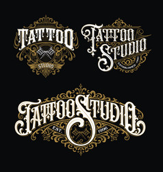 Vintage tattoo studio emblem 4 for white Vector Image