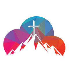 Baptist Cross In Mountain Logo Design