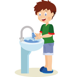 Boy Who Is Washing His Hands