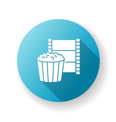 Movie Night Blue Flat Design Long Shadow Glyph