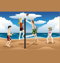 People Playing Beach Volleyball