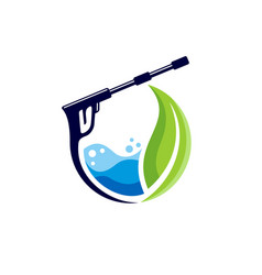 Power Wash Logo With Leaf Concept