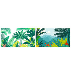 Colorful Tropical Forest Landscape Flat Colors