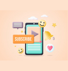 Subscribe Button With Bell For Social Media