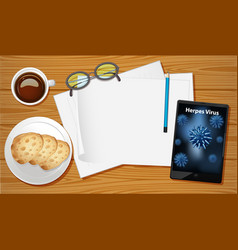 Table Aerial View With Mobile Screen Mockups