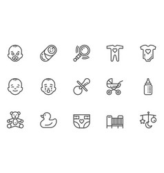 Baby Line Icons Set