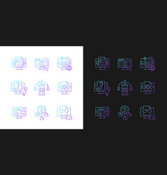 Digital Literacy Skills Gradient Icons Set