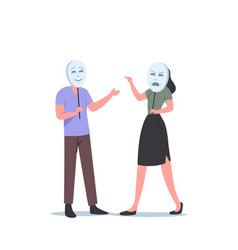 Woman Character Wear Angry Mask Scream On Man Who